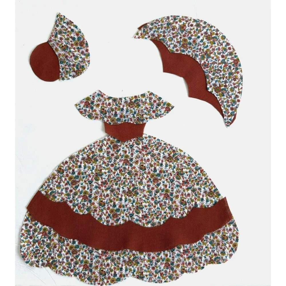 4 Vintage Sunbonnet Sue Southern Belle Quilt Applique Cut Out Pieces for Quilts